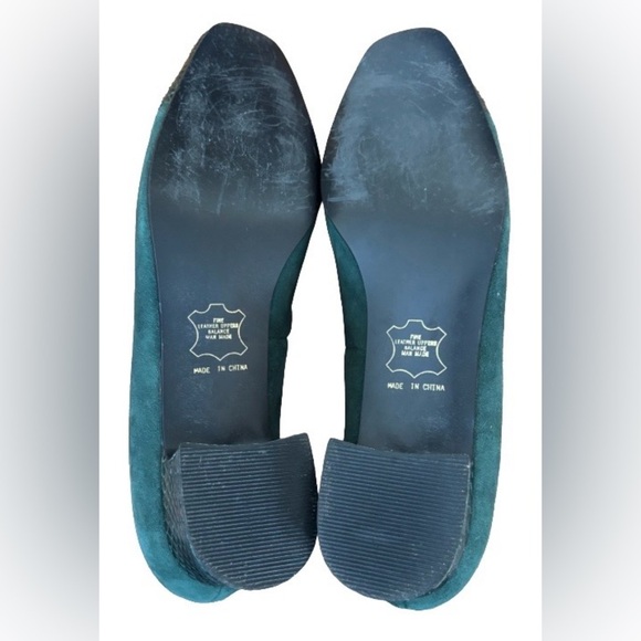 Corsina VTG green suede w blk block heel WM 7.5 N old money business casual - Picture 12 of 14